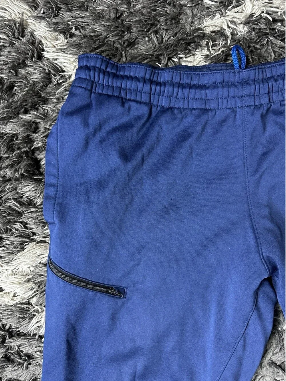Nike Dri-Fit Fleece Joggers Tapered Track Pants Blue Zipper Pocket Men's XL